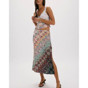 Free People Say Hello Floral Patchwork Midi Skirt Set in Multi
